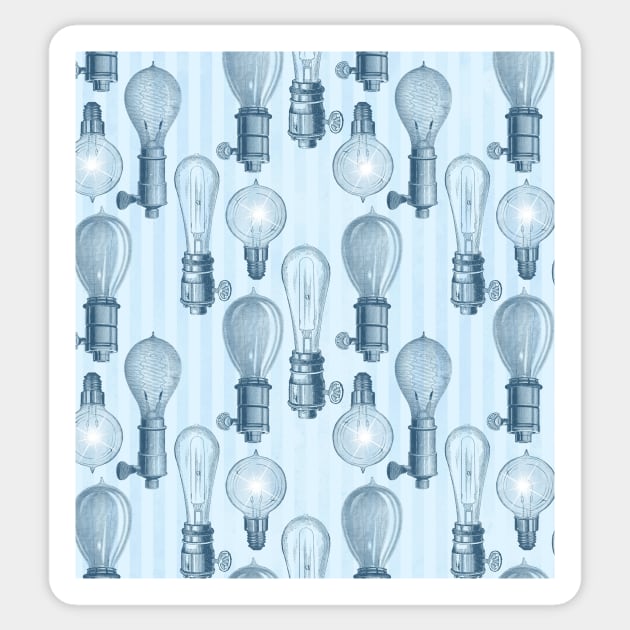 Vintage Light Bulbs in Blue Sticker by allthumbs
